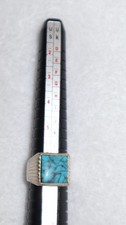 Vintage MEXICO 925 Sterling Silver Square Turquoise Ring SIZE 6
