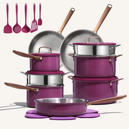 24pcs Tri-Ply Stainless Steel Cookware Set, Pots and Pans Set, Non Stick Indu...