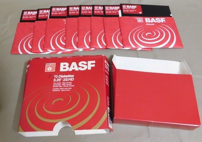 NEW BASF 8 Diskettes 5.25'' 2S/HD Open Box Eight Two-Sided High Density Disks