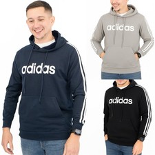 Adidas Mens Hoodie Navy Classic Logo 3 Stripe Mid-weight RRP £55