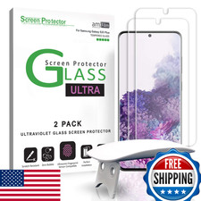 amFilm Ultra Glass Screen Protector for Galaxy S20 Plus, Tempered Glass, 2 Pack