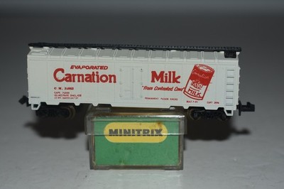 N Scale Minitrix Carnation Milk 40' Single Door Reefer 26083 C51947
