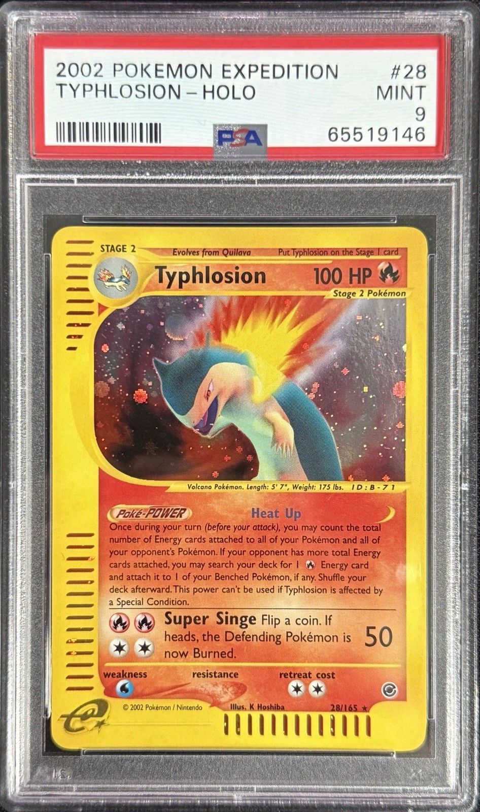 Pokemon Typhlosion 28/165 Holo Expedition Base Set PSA 9