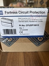 BG Metal Consumer Unit. CU 16 Mid Dual RCD 2 x 63A 30mA RCD. 100A Main Switch