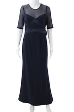 Adrianna Papell Women Maxi Dress Dark Blue Polyester Blend Size 6