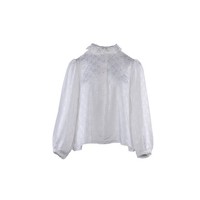 Sandro Bluse Weiß Gr. 36 FR / S Damen Langarm Bluse Viskose Hemd SFPTO00402