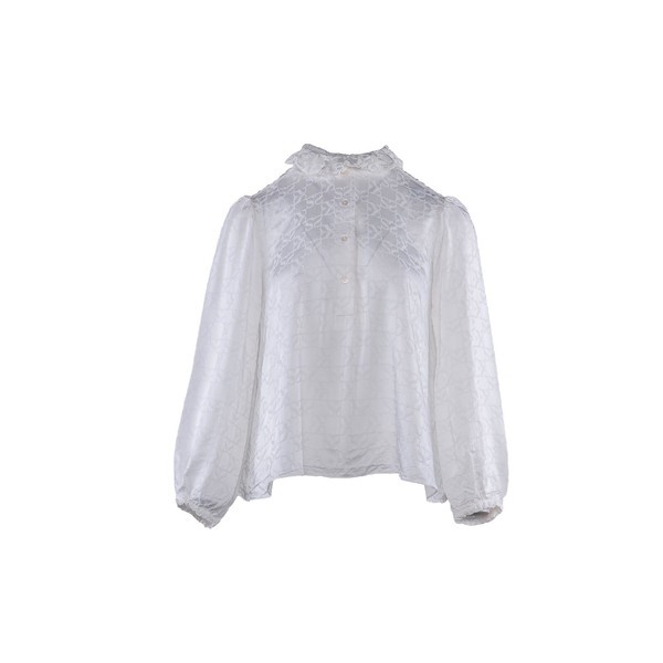 Sandro Bluse Weiß Gr. 36 FR / S Damen Langarm Bluse Viskose Hemd SFPTO00402-image