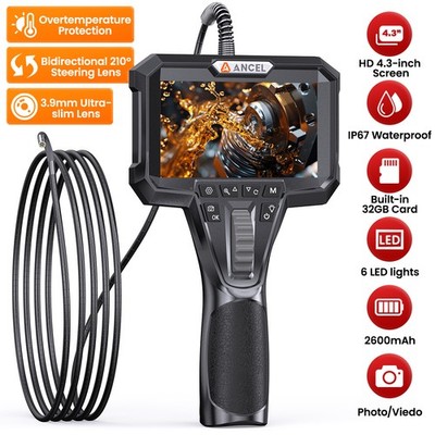 Two-Way Articulating Borescope With Light Industrial Endoscope Inspection Camera