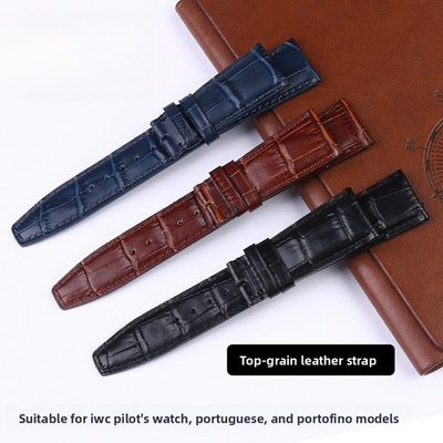 #ad High Quality Cowhide Genuine Leather Watch Straps Mens Band 20 22mm for IWC $28.88