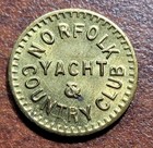 Tiny VIRGINIA Token NORFOLK Yacht & Country Club Brass 16mm GF 1c in Trade — photo 1