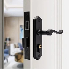 Storm Door Lock Handle Replacement Kit Black Lever Mortise Lock w/ Keys