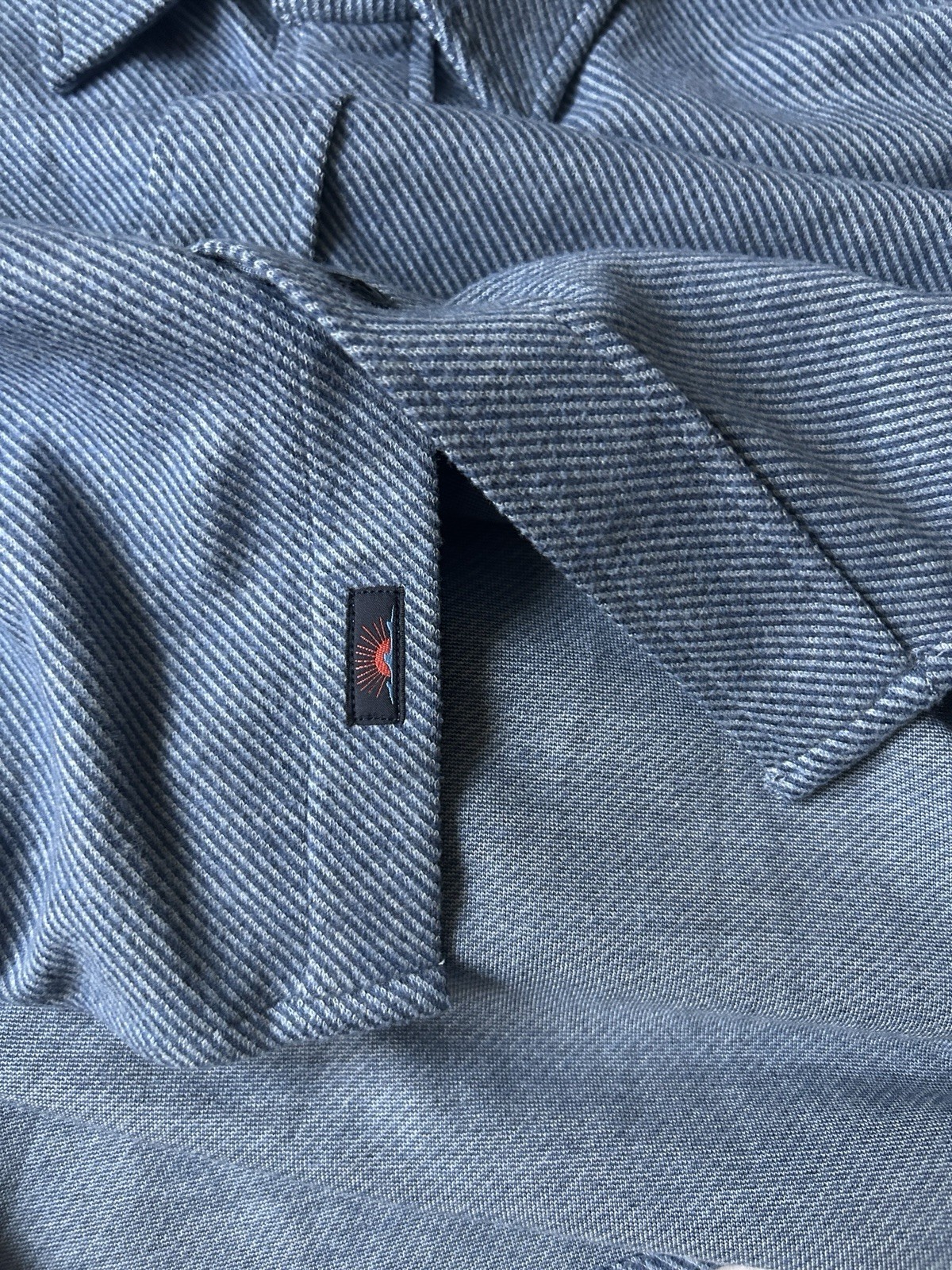 Men’s Faherty Legend Sweater Blue Twill Button Up Shirt Double Pocket XXL image 4