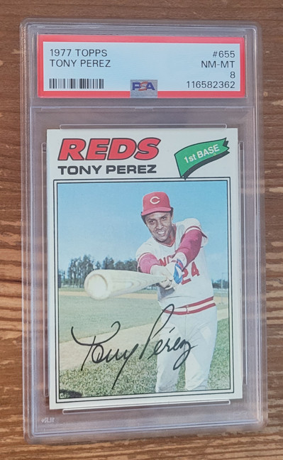 1977 Topps #655 Tony Perez Cincinnati Reds PSA 8