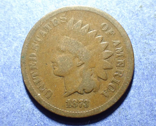 1873 Open 3 Indian Cent  Good+