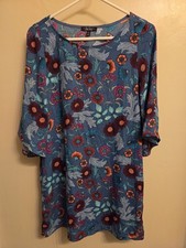 BeBop Floral Dress Woman's Medium. Flowy Hippie Boho Blue Red Orange Flowers