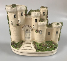 Antique Pink Staffordshire Ceramic Castle Flat Back Pastille Burner