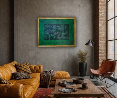  Labyrinths in Emerald    Original Abstract by J. Valenzuela (Framed, No Prints)