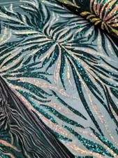 Green 4-Way Stretch Iridescent Sequin Lace Fabric 60" Width, Sold by the Yar