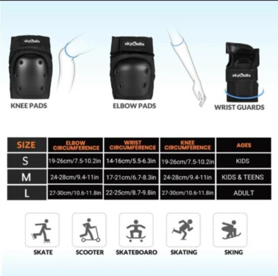 Kids' Knee & Elbow Pads Set XS Black - Safety Gear for Skating