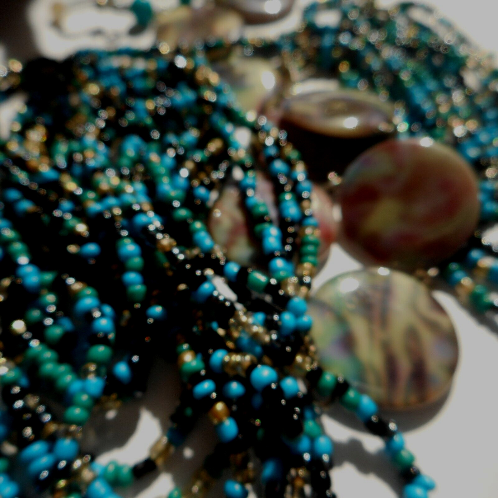 Artisan Seed Bead Shell Long Statement Necklace &… - image 8