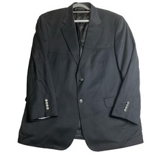 Stafford Blazer Mens 44R Suit Jacket Black Wool 2 Button Single Breasted Jacket