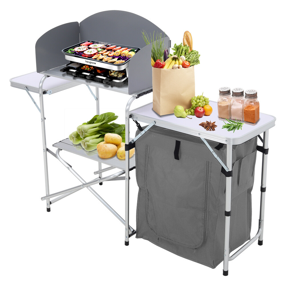 Folding Aluminium Outdoor Camping Kitchen Stand Unit Travel Cooking