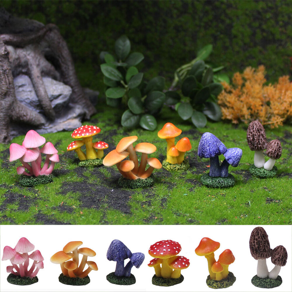 Micro Landscape Fairy Mushroom House Bonsai Miniature Craft Resin Sculptures