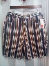 Vintage Stefano International High Waist Striped Shorts Womens 20 New With Tags