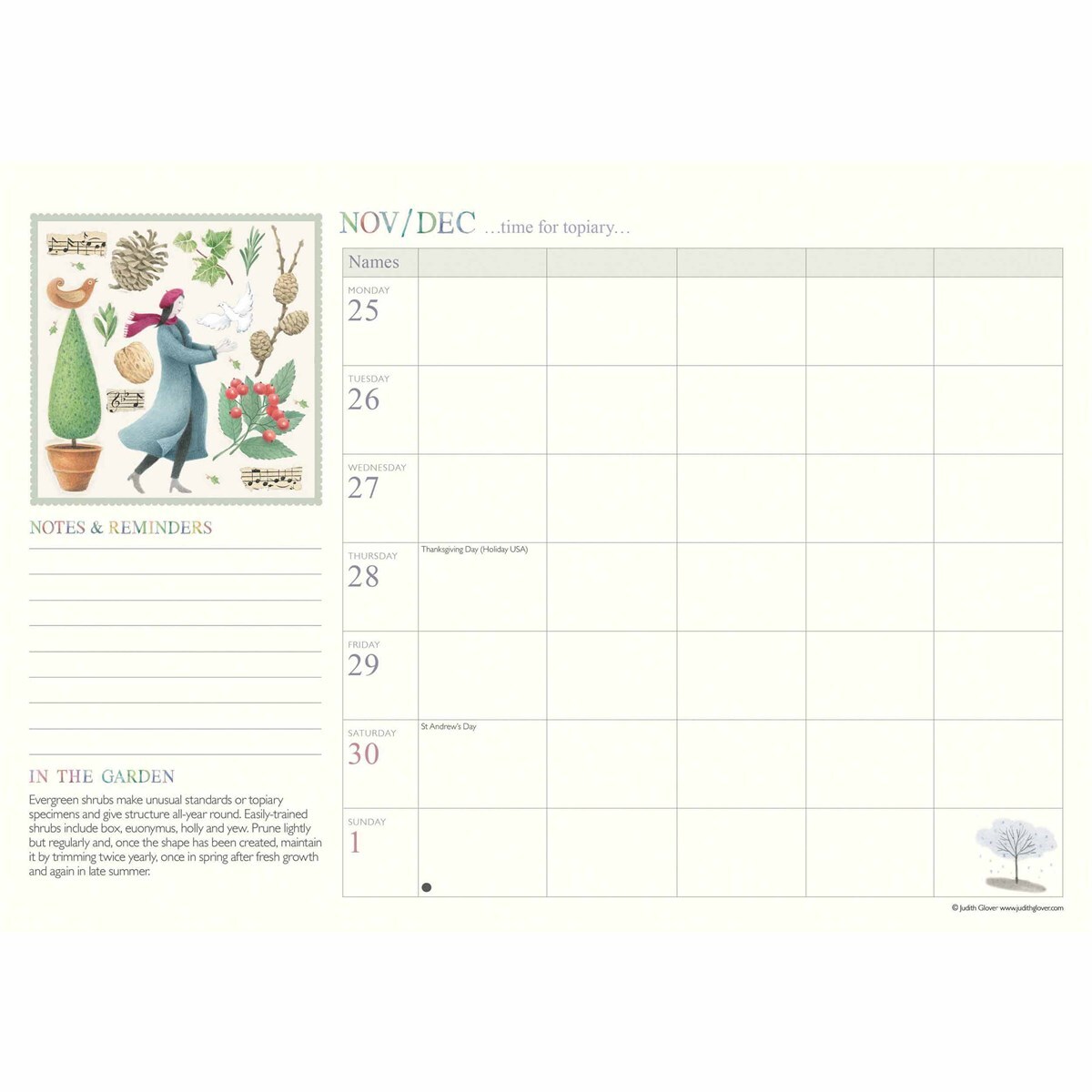 Garden Days A4 Wall Calendar Family Planner Organiser Week to View 2024
