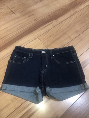 NWOT  BDG  Cuffed Shortie Jean Shorts Size 27 Mid Rise Stretch Denim Dark Blue