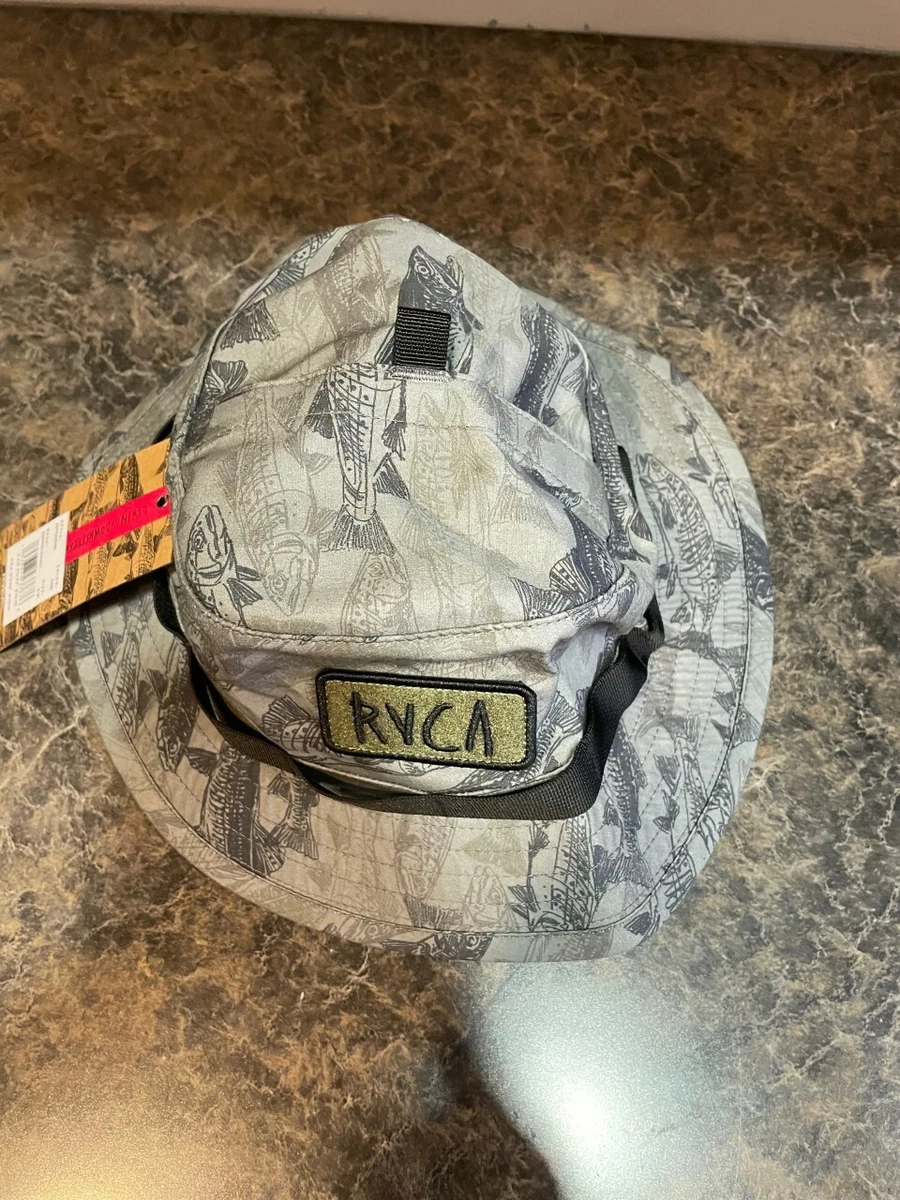 RVCA Ben Horton Bucket Hat Fish Camo Boonie Cap Secret Pocket Size