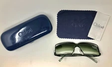 NEW Chloe 86S Black Metal Frame Sunglasses Green Gradient Fade Lens