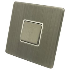 Screwless - Brushed Chrome Satin Steel Plug Sockets Light Switches CHEAP!