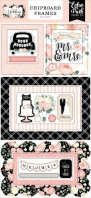 Echo Park~WEDDING~chipboard frames set~Really nice! Quick Ship!!