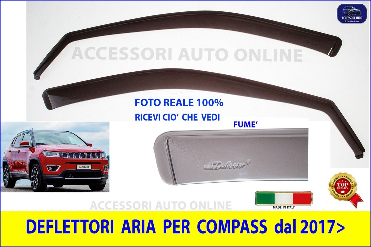 Deflettori Compass 2017 Antivento Per 5 Porte Dal 2017 - Coppia Anteriore, Colore Fume, Omologato Jeep Compass - Foto 8