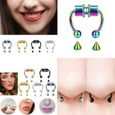 US 1 Pcs Magnetic Septum Nose Ring Stainless Steel Fake Non Piercing Nose Clip
