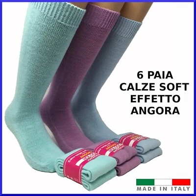 KATIA CALZE Calze da donna lunghe effetto angora 6 PAIA gambaletto calzini soft invernali