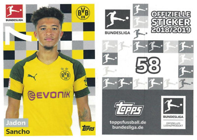 Topps Bundesliga Sticker 2018/2019 (18/19) #58 Jadon Sancho (ungeklebt)
