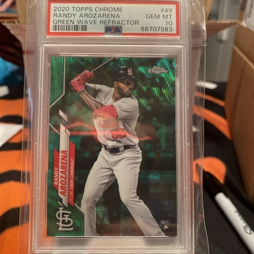 2020 Topps Chrome Randy Arozarena Green Wave Refractor 04/99 PSA10