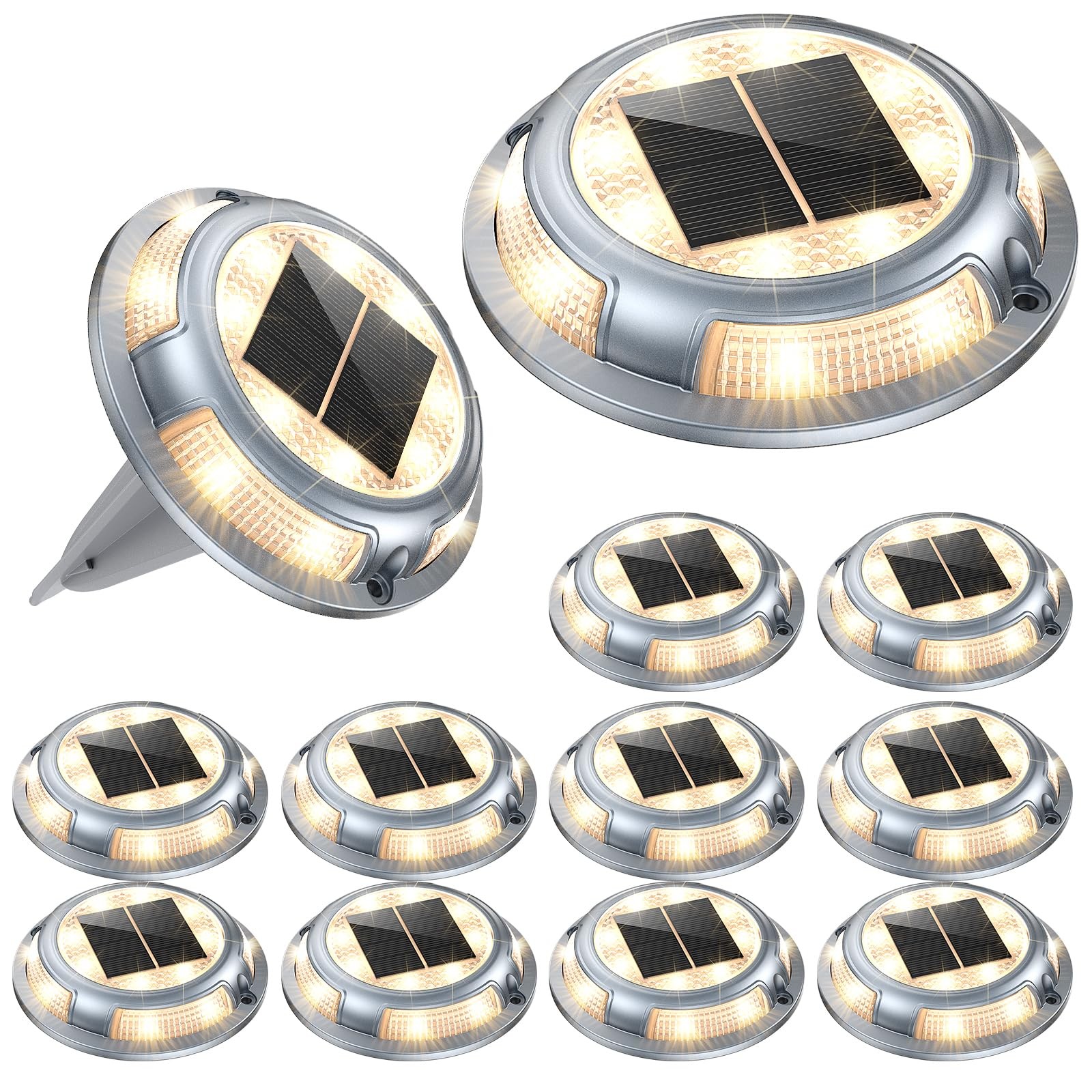 12 Pack Solar Deck Lights with 2-Color Options for Driveway & Dock Lighting