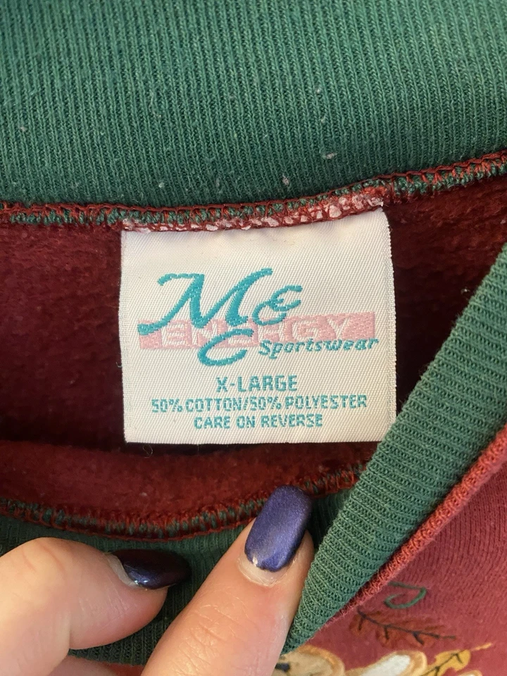 Vintage MC Sportswear Red Bear Embroidered Fall Women's Sweater Size XL - Image 3 of 3