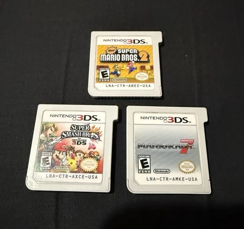Lot Of 3 Mario Kart 7 Super Smash Bros New Super Mario bros 2 - Nintendo 3DS