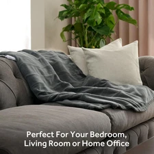 Electric Heated Blanket 4 Heat Settings 50”x60” Gray Throw Slate Microplush