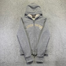VINTAGE Y2K Abercrombie  Fitch Hoodie Womens Large Faux Fur Lined Zip Up Gray