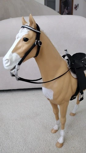 BLACK LEATHER BRIDLE WITH GRAZING BIT 4 LOUIS MARX THUNDERBOLT 1/6 SCALE HORSES