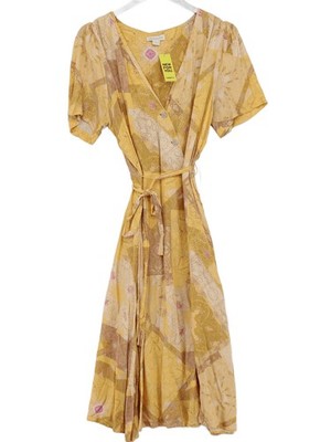 Monsoon Midikleid Wickeloptik UK16 in Gelb