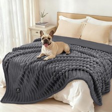 Waterproof Dog Blanket for Large Dogs UltraSoft Calming Cut Pile Flannel Thro...