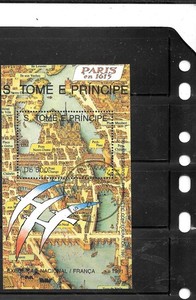 SAINT THOMAS  #1048 1991 MAP CTO USED XF SOUVENIR SHEET TOPICAL/PICTORIAL STAMP