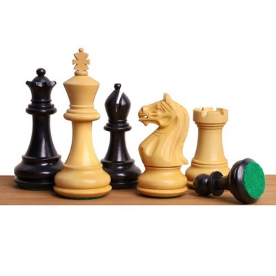 3.75'' Queens Gambit Staunton Chess Pieces Only set -Weighted Ebonised Boxwood