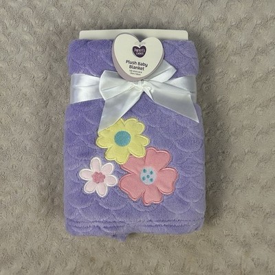 Parent's Choice Purple Floral Baby Blanket Yellow Pink Blue Flower